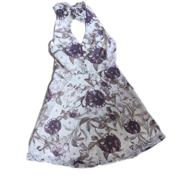 Dynamite Halter Floral A-Line Mini Dress Size Medium - Picture 2 of 7